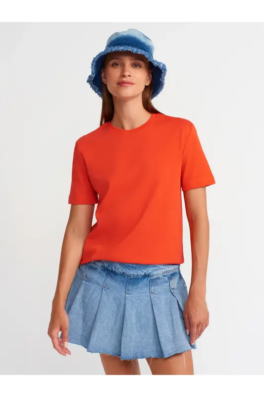 31069 Cotton Crew Neck T-shirt - Red - Red - 1