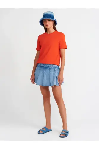 31069 Cotton Crew Neck T-shirt - Red - Red - 3