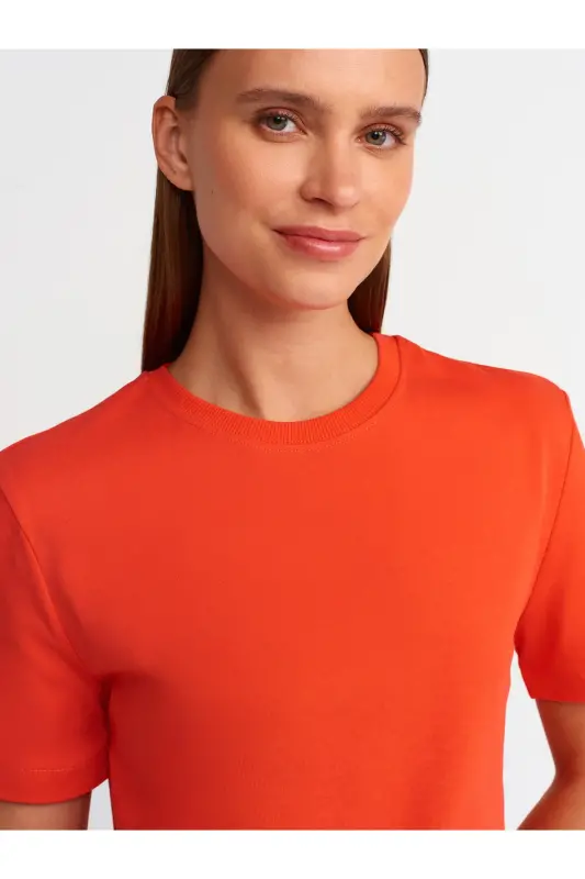 31069 Cotton Crew Neck T-shirt - Red - Red - 4