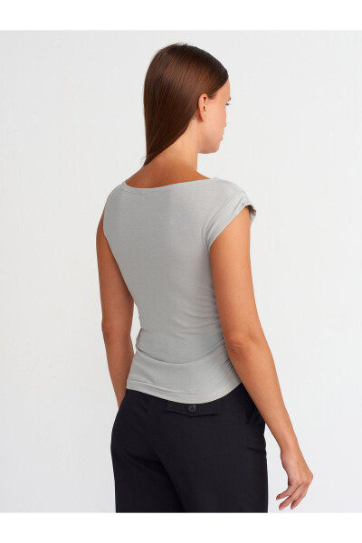 31089 Asymmetrical Screw Detail Top - Light Gray - 15