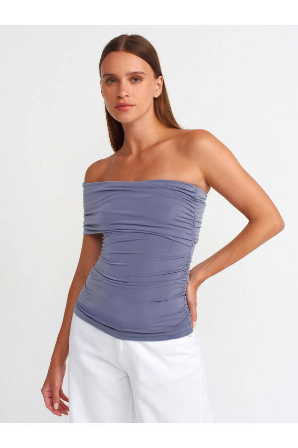 31090 Asimetrik Bluz-füme - Füme - 9