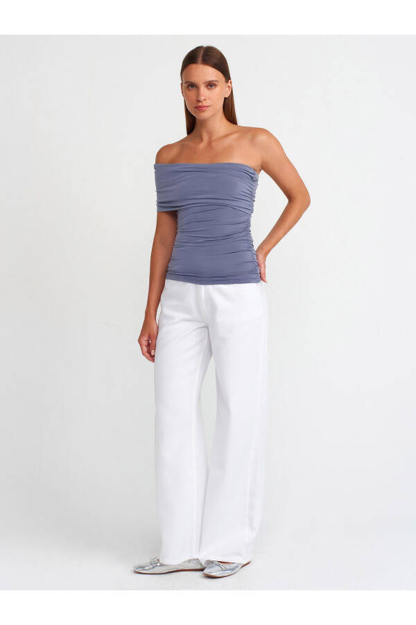 31090 Asimetrik Bluz-füme - Füme - 11