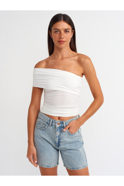 31090 Асимметричная блузка - Экри 