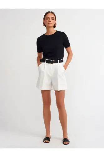 31142 Bisiklet Yaka Pamuklu T-shirt-Siyah - Siyah 