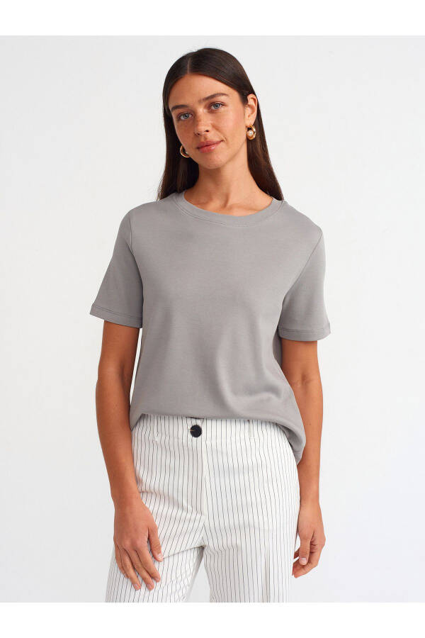 31142 Crew Neck Cotton T-shirt - Grey - 13