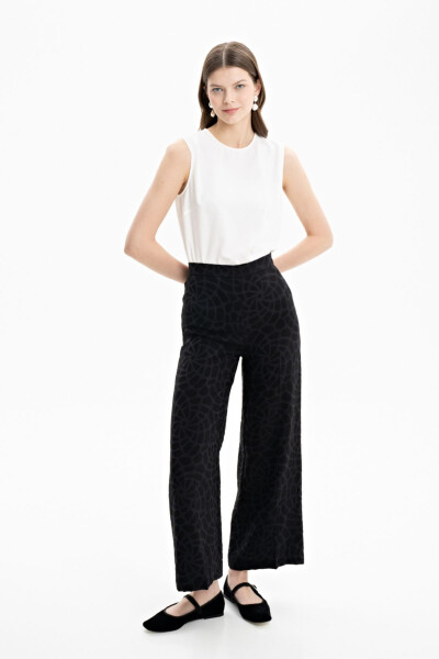 3138111 Self-Textured Fabric Trousers - 4