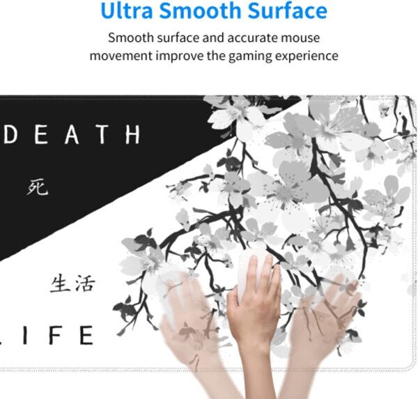 Black White Cherry Blossom Mouse Pad 31.5 X 11.8 Inch XL Japanese Art Style Sakura Design Extended Gaming Mousepad Large Non-Slip Rubber Base Keyboard Desk Mat with Stitched Edges for Gaming Office-CHERRYBLOSSOM5 - 5