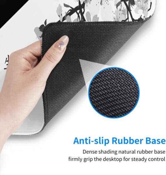 Black White Cherry Blossom Mouse Pad 31.5 X 11.8 Inch XL Japanese Art Style Sakura Design Extended Gaming Mousepad Large Non-Slip Rubber Base Keyboard Desk Mat with Stitched Edges for Gaming Office-CHERRYBLOSSOM5 - 6