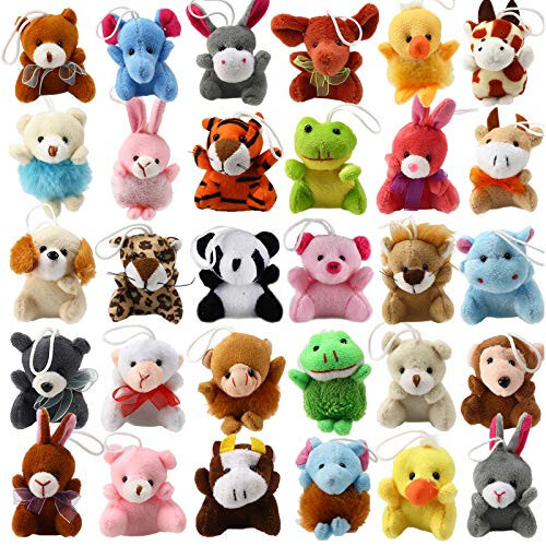 32 Piece Mini Plush Animal Toy Set, Cute Small Animals Plush Keychain Decoration for Themed Parties, Kindergarten Gift, Teacher Student Award, Goody Bags Filler for Boys Girls Child Kid Laxdacee - 43