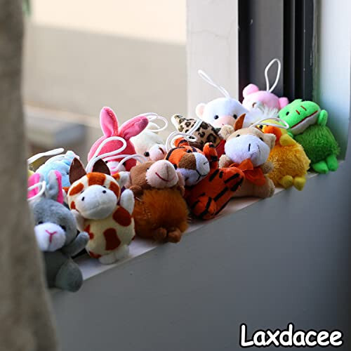 32 Piece Mini Plush Animal Toy Set, Cute Small Animals Plush Keychain Decoration for Themed Parties, Kindergarten Gift, Teacher Student Award, Goody Bags Filler for Boys Girls Child Kid Laxdacee - 6