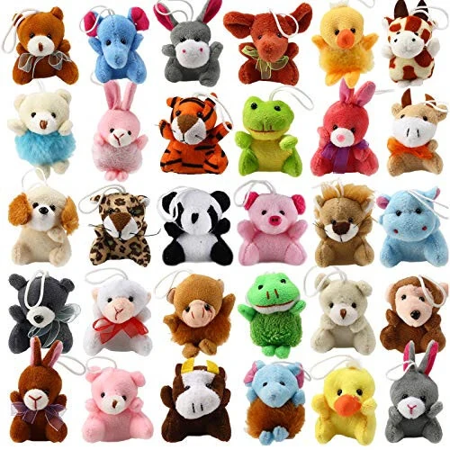 32 Piece Mini Plush Animal Toy Set, Cute Small Animals Plush Keychain Decoration for Themed Parties, Kindergarten Gift, Teacher Student Award, Goody Bags Filler for Boys Girls Child Kid Laxdacee - 36