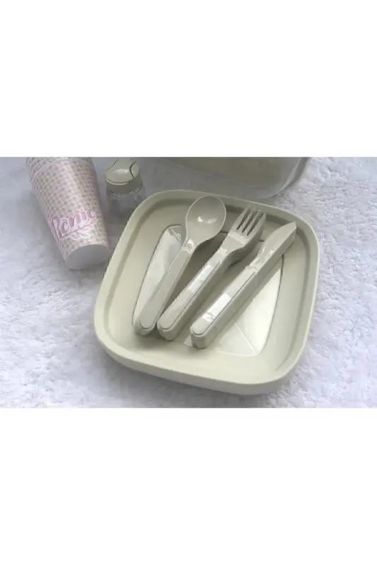 32 qismli ko'chma krem rangli piknik to'plami Elegant stakan, likopcha, vilka, pichoq, qoshiq, saqlash qutisi krem-krem - 3