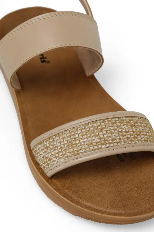 323688.z 4fx Bej Kadın Düz Sandalet-Bej - 7