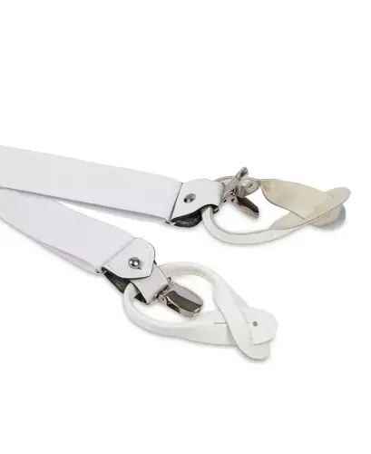 32MM Men's Herringbone Convertible Suspenders - White - 3