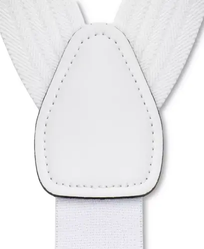 32MM Men's Herringbone Convertible Suspenders - White - 4
