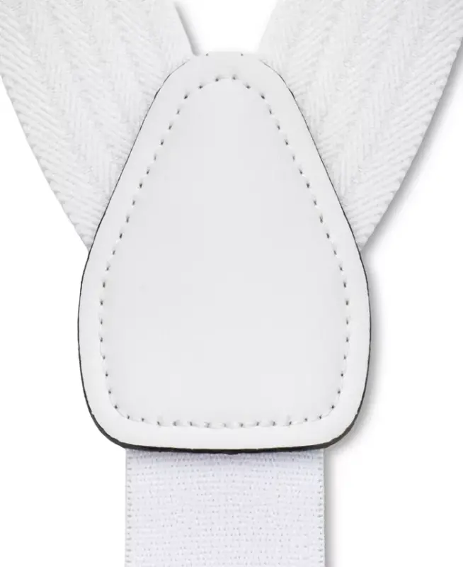 32MM Men's Herringbone Convertible Suspenders - White - 4