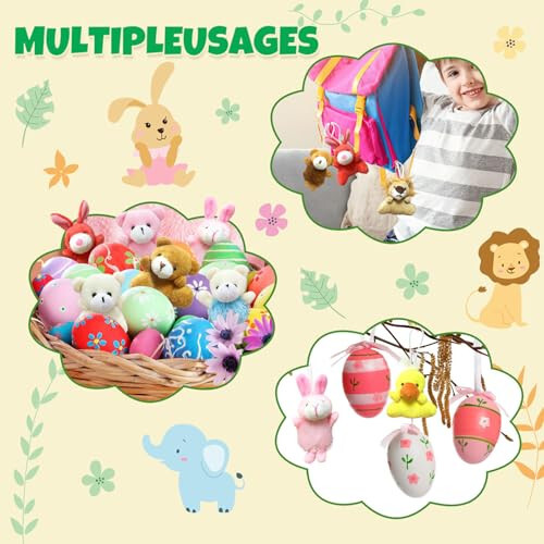 32Pcs Mini Plush Animals Toy Set Assortment Bulk Stuffed Keychain Party Favors for Kids Small Animals Decorations Toys Easter Carnival Prizes Christmas Birthday Goodie Bag Fillers - 3