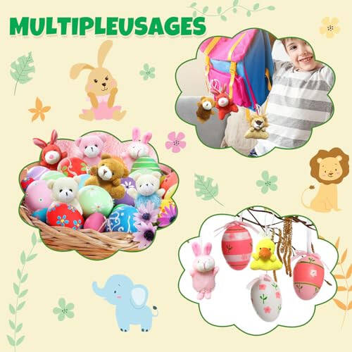 32Pcs Mini Plush Animals Toy Set Assortment Bulk Stuffed Keychain Party Favors for Kids Small Animals Decorations Toys Easter Carnival Prizes Christmas Birthday Goodie Bag Fillers - 3