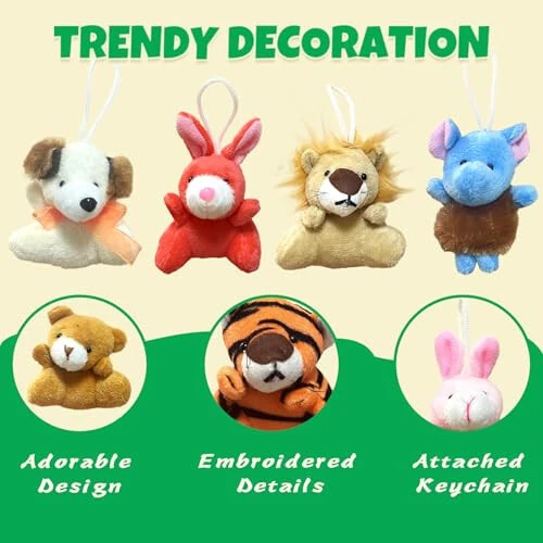 32Pcs Mini Plush Animals Toy Set Assortment Bulk Stuffed Keychain Party Favors for Kids Small Animals Decorations Toys Easter Carnival Prizes Christmas Birthday Goodie Bag Fillers - EDZTUN