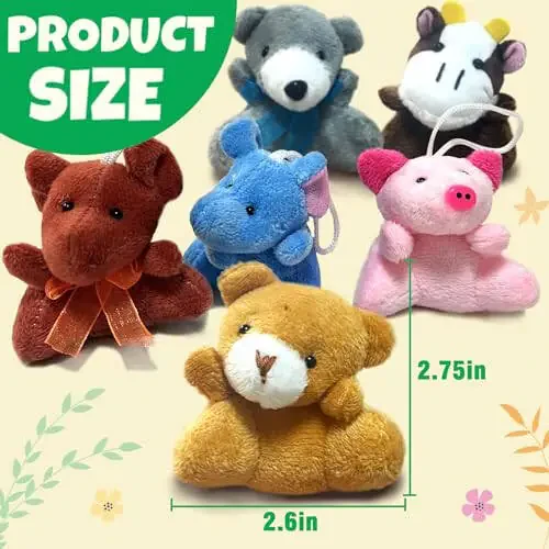 32Pcs Mini Plush Animals Toy Set Assortment Bulk Stuffed Keychain Party Favors for Kids Small Animals Decorations Toys Easter Carnival Prizes Christmas Birthday Goodie Bag Fillers - 2