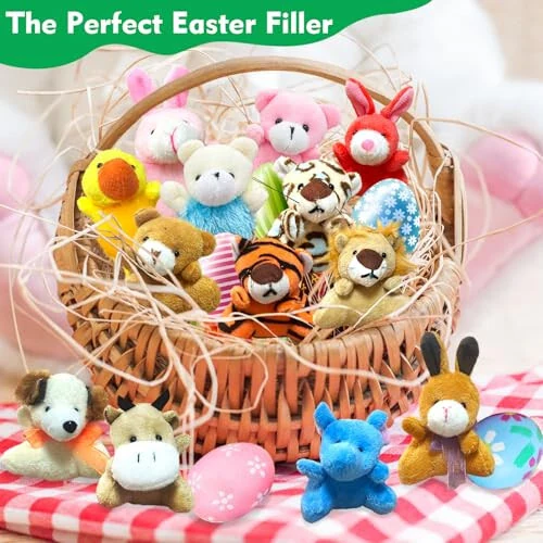 32Pcs Mini Plush Animals Toy Set Assortment Bulk Stuffed Keychain Party Favors for Kids Small Animals Decorations Toys Easter Carnival Prizes Christmas Birthday Goodie Bag Fillers - 7