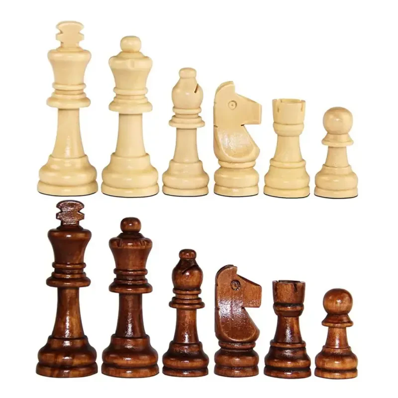 32Pcs Wooden Chess Pieces Only, Tournament Wood Chessmen with 2.2inches Chess Game Pieces Replacement of Missing Pieces - 5