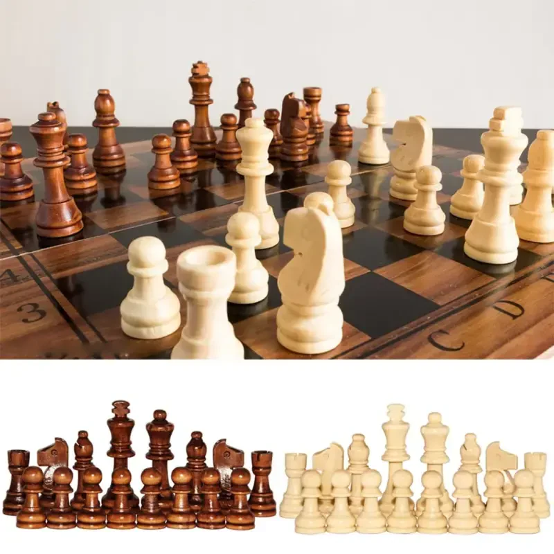 32Pcs Wooden Chess Pieces Only, Tournament Wood Chessmen with 2.2inches Chess Game Pieces Replacement of Missing Pieces - 6