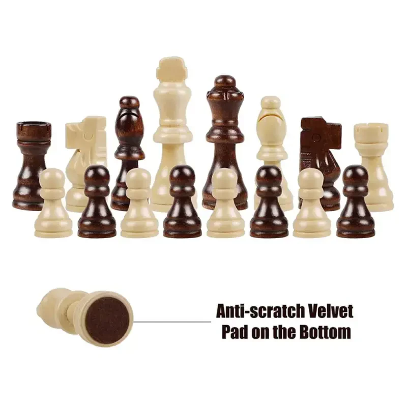 32Pcs Wooden Chess Pieces Only, Tournament Wood Chessmen with 2.2inches Chess Game Pieces Replacement of Missing Pieces - 8