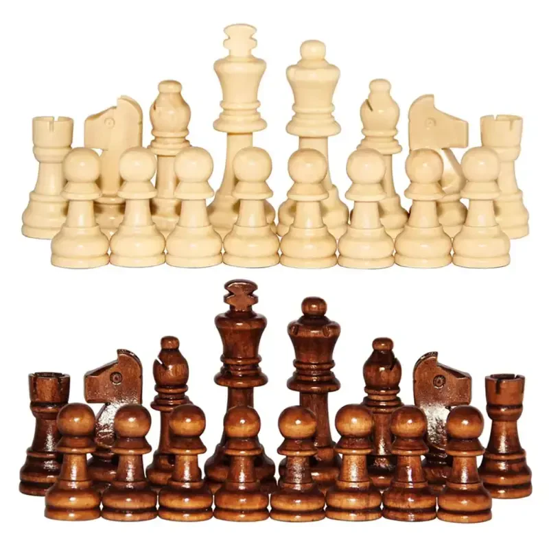 32Pcs Wooden Chess Pieces Only, Tournament Wood Chessmen with 2.2inches Chess Game Pieces Replacement of Missing Pieces - 10