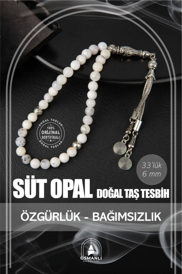 33 lü, 6mm doğal opal taş tesbih. - 1