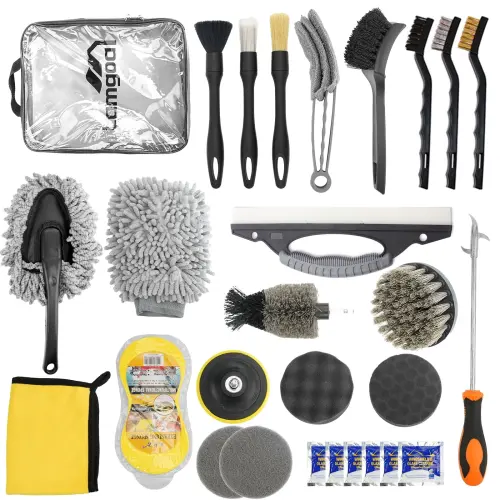 33 Pcs Car Cleaning Tools Kit, Car Detailing Kit, Car Detailing Brush Set with Foam Gun, Auto Drill Brush Set Pro Car Wash Kit for Car Interior & Exterior, Wheel, Dashboard - 1