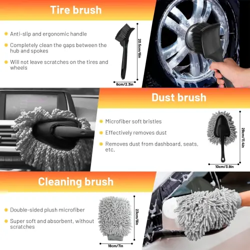 33 Pcs Car Cleaning Tools Kit, Car Detailing Kit, Car Detailing Brush Set with Foam Gun, Auto Drill Brush Set Pro Car Wash Kit for Car Interior & Exterior, Wheel, Dashboard - 4