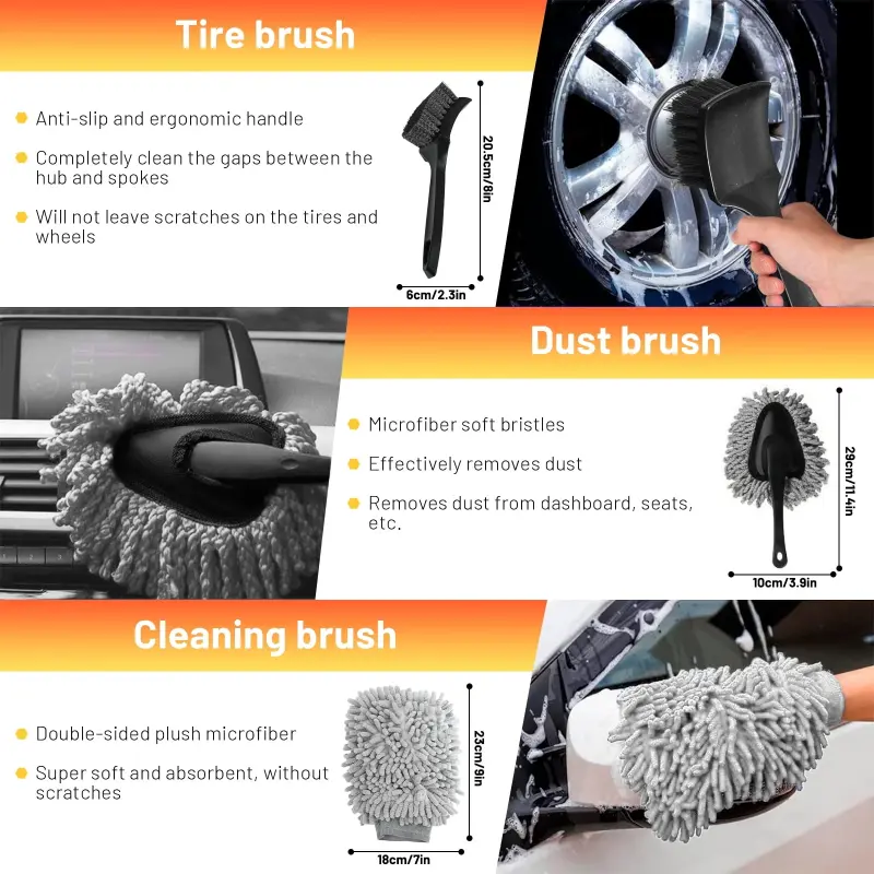33 Pcs Car Cleaning Tools Kit, Car Detailing Kit, Car Detailing Brush Set with Foam Gun, Auto Drill Brush Set Pro Car Wash Kit for Car Interior & Exterior, Wheel, Dashboard - 4