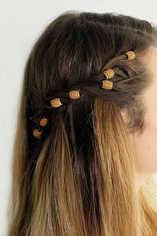 33 Piece Coffee Color Hair Braid Beads Hair Earrings - 5