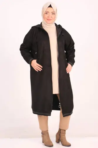 33074 Katta o'lchamli Nubuk Ribana Qopqoqli-Qora - 1