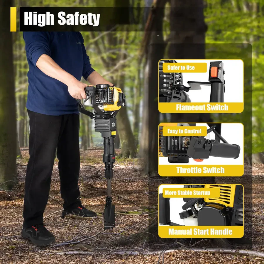 33CC Gas-Powered Excavator Garden Tree Digger Shovel Digging Machine 2 Stroke - 4