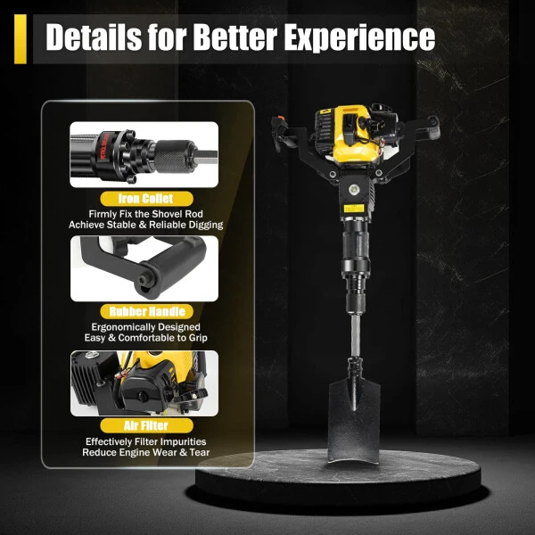 33CC Gas-Powered Excavator Garden Tree Digger Shovel Digging Machine 2 Stroke - 5