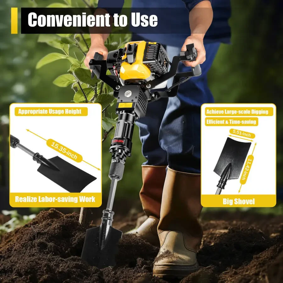 33CC Gas-Powered Excavator Garden Tree Digger Shovel Digging Machine 2 Stroke - 6