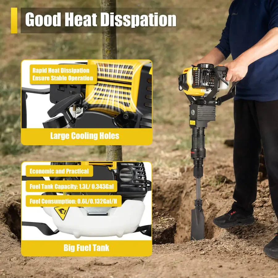 33CC Gas-Powered Excavator Garden Tree Digger Shovel Digging Machine 2 Stroke - 2
