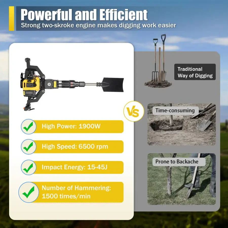 33CC Gas-Powered Excavator Garden Tree Digger Shovel Digging Machine 2 Stroke - 3