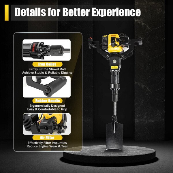 33CC Gas-Powered Excavator Garden Tree Digger Shovel Digging Machine 2 Stroke - 5