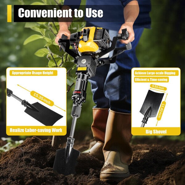 33CC Gas-Powered Excavator Garden Tree Digger Shovel Digging Machine 2 Stroke - 6
