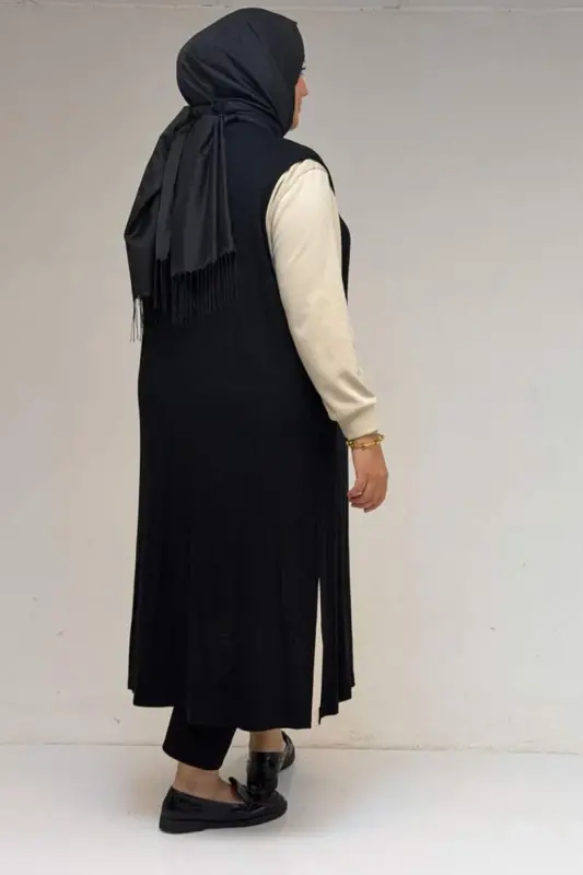 34000 Plus Size Combed Cotton Wear-Out Vest - Black - 3