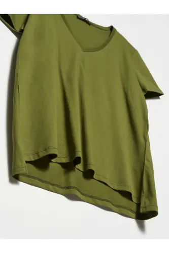 3470 V Neck Basic T-shirt - Khaki 