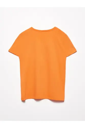 3470 V Neck Basic T-shirt-orange-Orange - DILVIN (1)