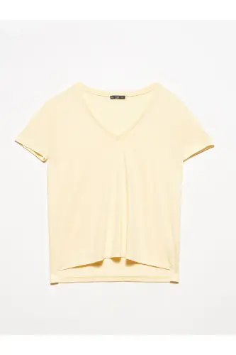 3470 V Neck Basic T-shirt-t.yellow-T.Yellow 