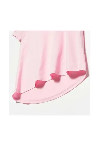 3470 V Yaka Basic T-shirt-Canlı Pembe-Canlı Pembe - DILVIN (1)