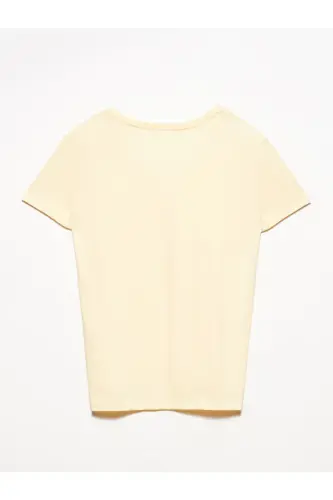 3470 V Yaka Basic T-shirt-t.sariq-T.Sariq - 3