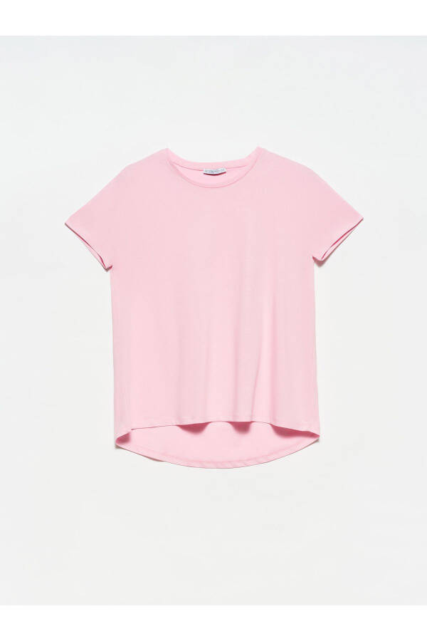 3471 Bisiklet Yaka Basic T-shirt-açık Pembe - Açık Pembe - 9