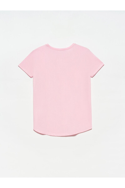 3471 Bisiklet Yaka Basic T-shirt-açık Pembe - Açık Pembe - 5